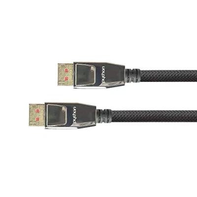 Abbildung von PYTHON Series PREMIUM DisplayPort 1.4 Kabel 8K @60 Hz / 4K @240 Vollmetallstecker mit Verriegelung, vergoldete Stecker, 3 fach Schirmung KUPFERLEITER Nylongeflecht SCHWARZ 5 m