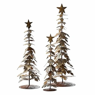 Abbildung von Loberon Deko Baum 3er Set Laruns, unterschiedliche Größen, Schmiedekunst, antike Patina, Weihnachtsdekoration, Weihnachten, Eisen, antikbraun