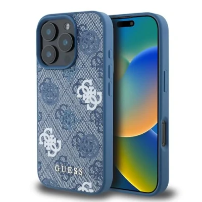 Abbildung von Guess Hülle kompatibel mit iPhone 16 Pro Max Back Cover hul Magsafe PU Peony Blau