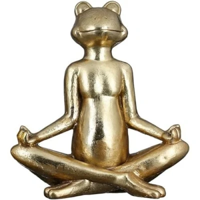 Abbildung von Casablanca modernes Design Deko Skulptur Figur Frosch Yoga Magnesia Outdoor geeignet goldfarben 50x46x20cm