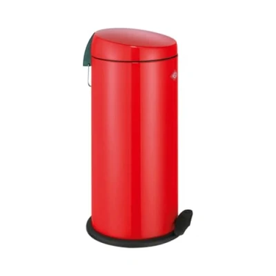 Abbildung von Wesco klassischer Tretabfallsammler CAPBOY MAXI in der Farbe rot, pulverbeschichtetes Stahlblech, Metalleinsatz aus 22 Liter Volumen, Kunststoff Fußtritt