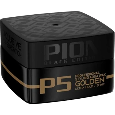 Abbildung von Pion P5 Ultra Hold Hair Styling Aqua Wax 175ml Black Edition GOLDEN Hold/Shiny