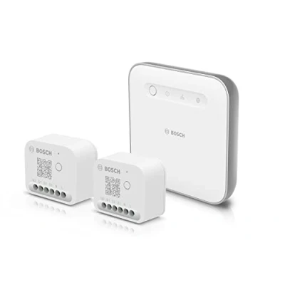 Abbildung von Bosch Smart Home Starter Set Licht /Rollladensteuerung II zur Steuerung der Beleuchtung, Rollläden/Jalousien/Markisen, kompatibel mit Amazon Alexa, Google Assistant und Apple HomeKit Edition