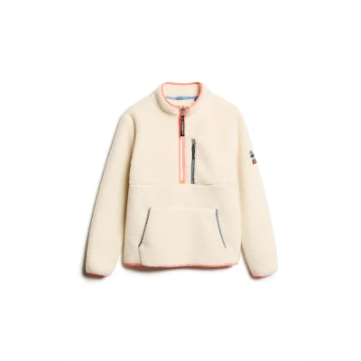 Abbildung von Superdry Outdoor HALF ZIP Fleecepullover, Damen, Größe: 44, Ecru