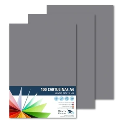 Abbildung von RAYLU PAPER Tonpapier A4, 100 Stück Kartonpapier 180g/m², 210 x 297 mm, professionelle farbige Kartons für Büro, Kopierpapier, Buntes Papier zum Basteln (Dunkelgrau)