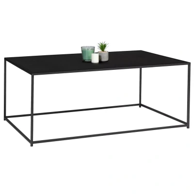 Abbildung von IDMarket Rechteckiger Couchtisch Davis 113 cm aus Metall, schwarz, matt, Industriedesign