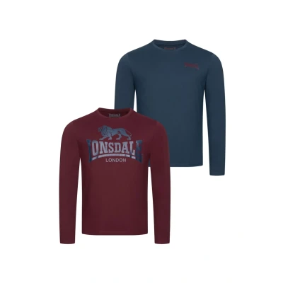 Abbildung von Lonsdale Normale Passform Doppelpack Ayrshire Langarmshirt, Herren, Größe: 5XL, Dark navy oxblood