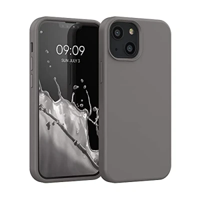 Abbildung von kwmobile Hülle kompatibel mit Apple iPhone 13 Mini Silikon Handy Case Handyhülle weiche Oberfläche kabelloses Laden Stone Dust