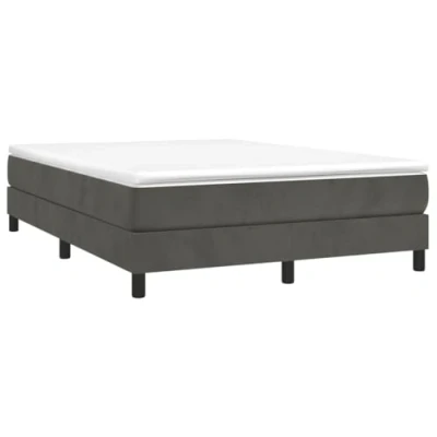 Abbildung von vidaXL Bettgestell, Polsterbett Bett für Schlafzimmer, Bettrahmen mit Lattenrost Stützbeinen, Schlafzimmerbett Doppelbett, Dunkelgrau 140x200cm Samt