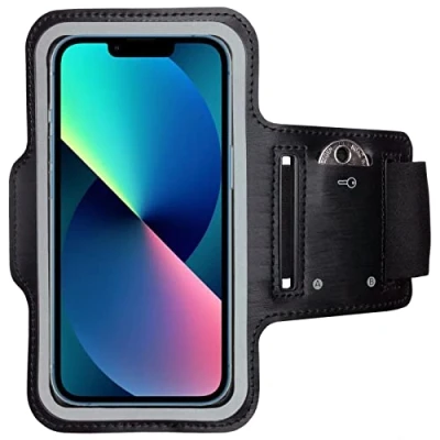 Abbildung von CoverKingz Sportarmband für iPhone 15/14 / 13 Armtasche mit Schlüsselfach Oberarm Halterung Sport Laufarmband Handy Armband Schwarz