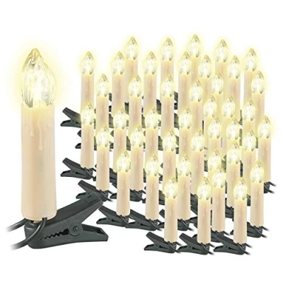Abbildung von Lunartec LED Lichterkette Outdoor: 2er Set Weihnachtsbaum Lichterketten, je 20 Kerzen, IP44 (LED Weihnachtsbaumbeleuchtung, Weihnachtsbaumkerzen außen, Weihnachten)