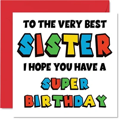Abbildung von Lustige Geburtstagskarten für Schwester Super Geburtstag Happy Karte vom Bruder, Videospiel Geburtstagsgeschenke, 145 mm x Geschwisterspieler