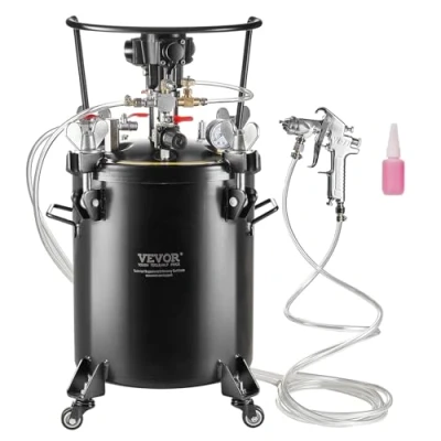 Abbildung von VEVOR Druckbehälter für Sprühfarbe, 30 L vollautomatischer mit Rührfunktion, 70 psi Einstellbarer Druck, Farbbehälter Spritzpistole und Schläuchen, Malerei