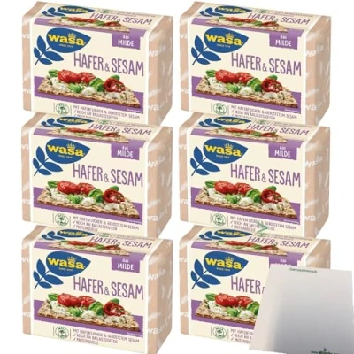 Abbildung von Wasa Knäckebrot Hafer &amp; Sesam 6er Pack (6x230g Packung) + usy Block