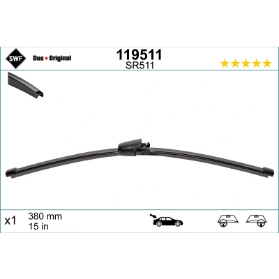 Abbildung von Scheibenwischer Swf Visioflex 119511 380mm hinten Rahmenlos VOLVO: XC60 I, XC90 BMW: X5, FORD USA: Edge Mk2