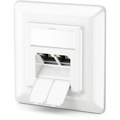 Abbildung von deleyCON 1x CAT6a Netzwerkdose 2x RJ45 Buchse Geschirmt Unterputz Netzwerk Adapter