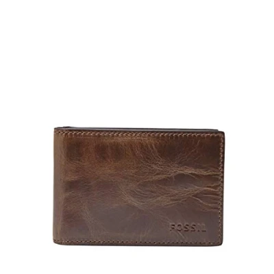 Abbildung von Fossil Herren Bifold Wallet Verpackung و ب ل لو geldbörse Mit Geldklammer Brieftaschen, Derrick Dunkelbraun, Einheitsgröße
