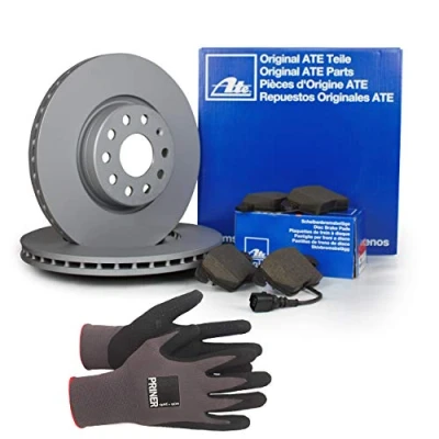 Abbildung von Inspektionspaket ATE Bremsen Set inkl. Bremsscheiben Ø 256 mm und Bremsbeläge für vorne enthalten, 100% passend Ihr Fahrzeug, Priner Montagehandschuhe, AN166