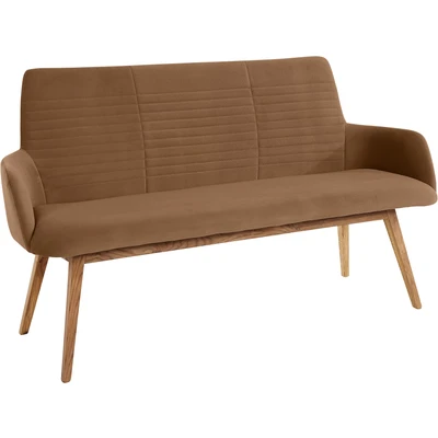 Abbildung von OTTO products Sitzbank &quot;Alessja&quot;, (1 St.), Breite 160 cm, Bezug aus Microfaser, Gestell Eiche Massivholz