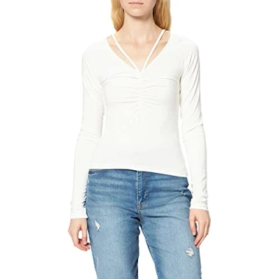 Abbildung von NA KD Damen Neck Detail top Hemd, gebrochenes weiß, XL
