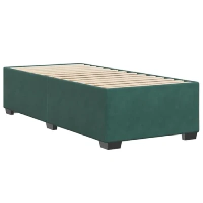 Abbildung von vidaXL Bettgestell, Bettrahmen mit Lattenrost, Polsterbett Bett für Schlafzimmer, Einzelbett Schlafzimmerbett, Dunkelgrün 80x200cm Samt