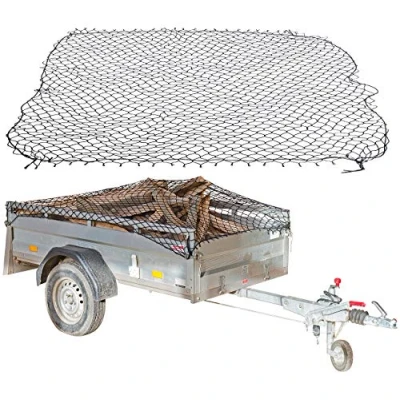 Abbildung von Lescars Anhängernetz: Anhänger Gepäcknetz mit umlaufendem Gummiseil, 125 x 210 cm (Gepäcknetz Ladungssicherung, Auto Koffer Organizer)
