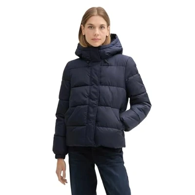 Abbildung von TOM TAILOR Denim Damen Puffer Winterjacke mit Kapuze, 10668 Sky Captain Blue, XXL