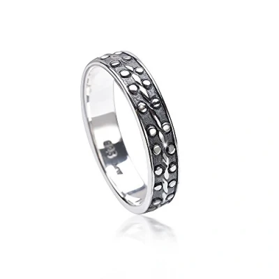 Abbildung von MATERIA Damen Ring filigran 925 Sterling Silber antik dünn gepunktet #SR 114, Ringgrößen:51 (16.2 mm Ø)