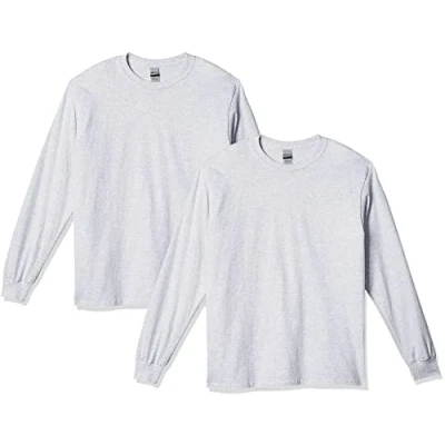 Abbildung von Gildan Unisex Erwachsene Ultra Cotton Long Sleeve, Style G2400, Multipack T Shirt, Aschgrau (2er Pack), XL