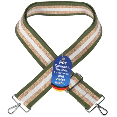 Abbildung von EAZY CASE Schulterriemen Schultergurte für Taschen gemustert Taschenband Schultergurt zum Wechseln Tasche Gold Grün