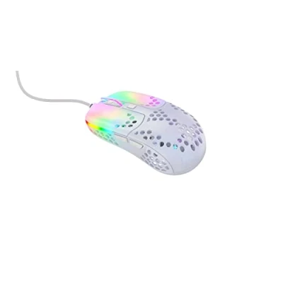 Abbildung von Xtrfy MZ1, Ultraleichte Kabelgebundene Gaming Maus, Pixart 3389 Sensor, Einzigartige Form für Optimales Zielen, Einstellbare RGB Beleuchtung, White Rail Edition