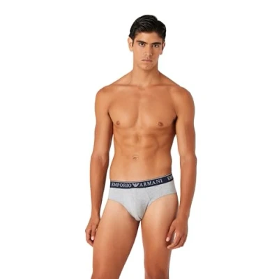 Abbildung von Emporio Armani Herren Men&#039;s 2 pack Endurance Boxer Briefs, Melange Grey/Marine, M EU
