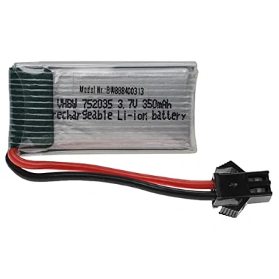 Abbildung von vhbw Akku kompatibel mit SM 2P Stecker für Modellbau z.B. Racing Car, Helikopter, Flugzeug (350mAh, 3,7V, Li Polymer, 37 x 19 8 mm)