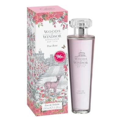 Abbildung von Woods of Windsor True Rose Eau de Toilette, blumiges Damenparfüm mit Noten von Veilchenblättern und Rosenöl, Rosenparfüm für Frauen, echter Rosenduft, 100 ml
