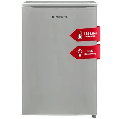 Abbildung von Telefunken Kühlschrank C 135 100 S, 83.8 cm hoch, 54 breit, Liter Nutzinhalt, ohne Gefrierfach, klein, freistehend, silber