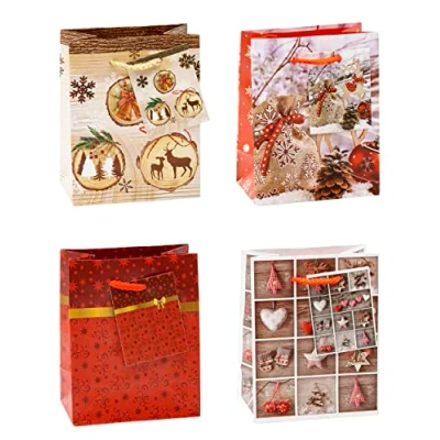 Abbildung von TSI Geschenktüten WEIHNACHTEN SERIE 9, 12er Packung, Größe: Klein (HxBxT 14 x 11 6,5 cm), Art. Nr. 83029