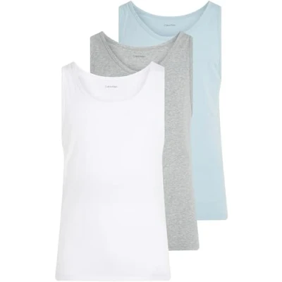 Abbildung von Calvin Klein Herren 3er Pack Tank Tops mit Rundhalsausschnitt, Mehrfarbig (White, Grey Heather, Sterling Blue), M