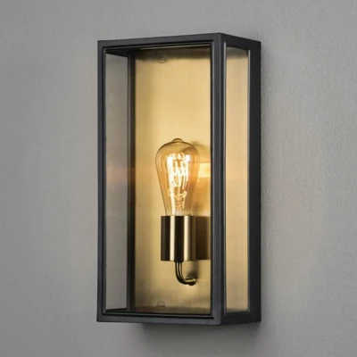 Abbildung von Konstsmide Wandleuchte Carpi Stahl/klares Glas E27 schwarz/messing 20,5x12,5x40cm 7349 758