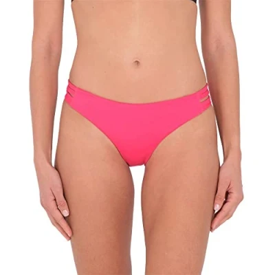 Abbildung von Hurley Damen Max Solid Moderate Bikini Bottoms, Bunt (Candy Pop), XS