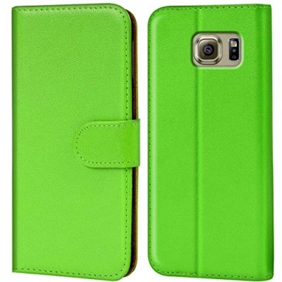 Abbildung von Verco Handyhülle für Samsung S6 Edge Hülle, Schutzhülle Galaxy Tasche PU Leder Flip Case Brieftasche Grün