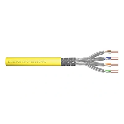 Abbildung von DIGITUS 500 m Cat 7A Netzwerkkabel S FTP (PiMF) Simplex BauPVO Dca LSZH Halogenfrei 1500 MHz Kupfer AWG 23/1 PoE+ Kompatibel LAN Kabel Verlegekabel Ethernet Gelb