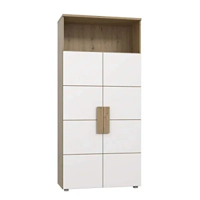 Abbildung von FORTE Arkina Regal mit 2 Türen, Holzwerkstoff, Artisan Eiche + Weiß, 90,1 x 197 41,3 cm