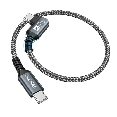 Abbildung von GIANAC 100W USB C auf Kabel Kurz 0.3M,90 Grad Schnellladekabel PD 5A Typ Ladekabel mit E Mark Chip für iPhone 15 LadekabelMacbook Pro;MacBook Air;iPad Pro;Samsung Galaxy;Huawei