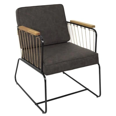 Abbildung von HOME DECO FACTORY HD7163 Stuhl, Sitzfläche, Wohnzimmer, Füße, Metall, Braun, Schwarz, Holz, 63x79x73cm