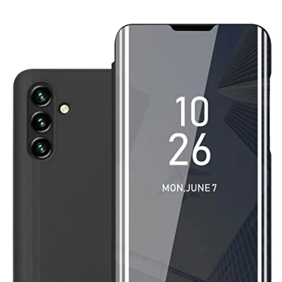 Abbildung von Cadorabo Hülle kompatibel mit Samsung Galaxy A13 5G Schutzhülle TPU Silikon Case 360 View Spiegel, Slim Kratzfest Weiche Gummi Rundumschutz Cover für in Schwarz
