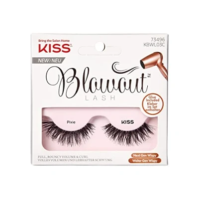 Abbildung von KISS Blowout Lash Collection 1 Paar künstliche Wimpern, Pixie, wiederverwendbare Wimpern inklusive Wimpernkleber