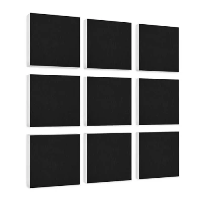 Abbildung von platino24 Akustikpaneele 9 Elemente Colore Quadrat 27,5 x cm Schwarz I Schallabsorber aus Basotect G+ mit Akustikfilz Schalldämmung Wand &amp; Decke Akustikelemente Wandpaneel