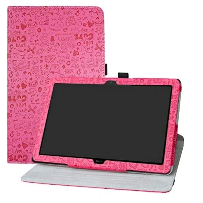 Abbildung von LFDZ Kompatibel mit MediaPad T5 10 Drehbarer Hülle 360 Stand Cover Premium Schutzhülle Tasche Etui Ständerfunktion Case für 10.0&quot; Huawei 2018 Tablet,Rosa