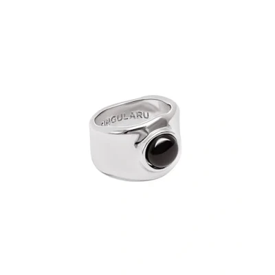 Abbildung von SINGULARU Ring My Onyx Massiver Messingring mit Rhodiumbeschichtung und Stein Damenschmuck Verschiedene Finishes Größen Größe 16