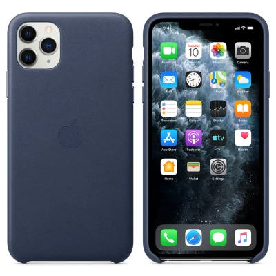Abbildung von iPhone 11 Pro Max Lederhülle Mitternachtsblau MX0G2ZM/A